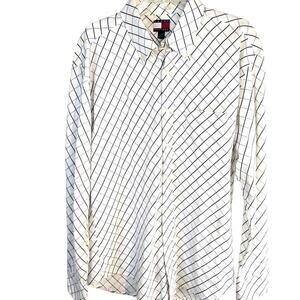 Tommy Hilfiger Men's XL Extra Large Shirt Dress Button Down Top Neck Size 17 1/2